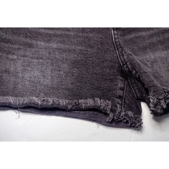 Made and Loved Loft High Waisted Denim Shorts Size 2/26 Black Frayed Hem Stretch - Picture 3 of 6